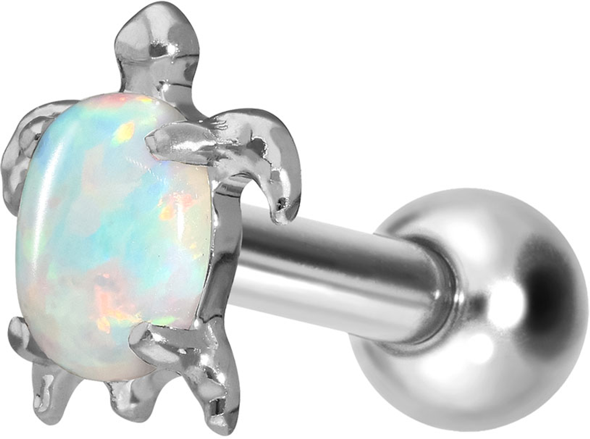 Titanium ear piercing with internal thread TURTLE | 8 | SI = Silver ...